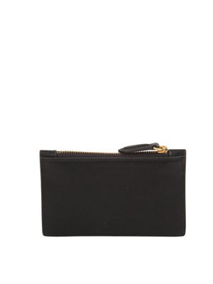Porta carte di credito Pinko in pelle nera in DONNA