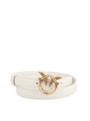 Cintura Pinko in pelle bianca e fibbia logo in DONNA