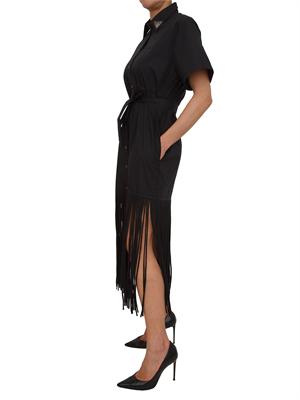 Abito texano Avigliano Pinko in cotone nero con frange in DONNA