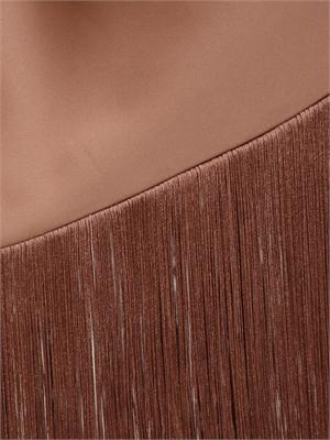 Abito Kiwi Pinko in satin marrone con frange in DONNA