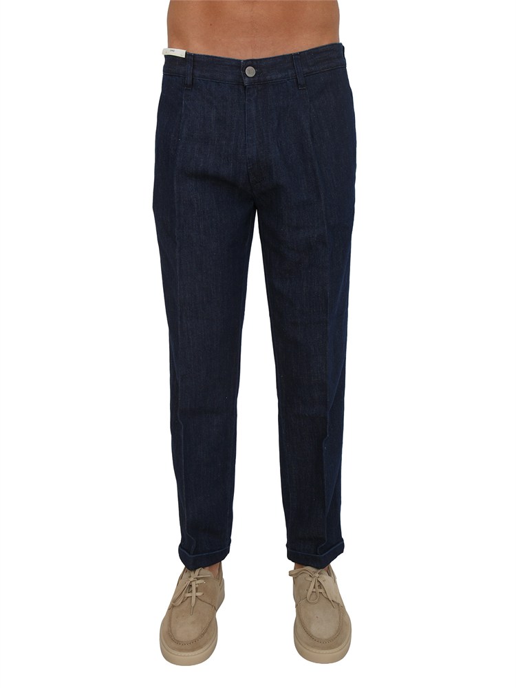 Jeans Lord PT Torino in denim di cotone e lino blu