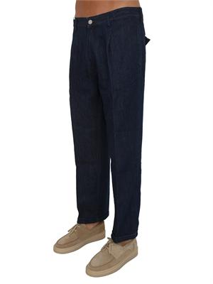 Jeans Lord PT Torino in denim di cotone e lino blu in UOMO