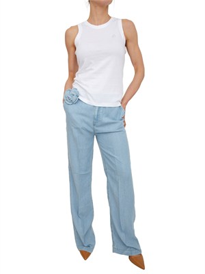 Canotta Blugirl in cotone bianco con logo strass in DONNA