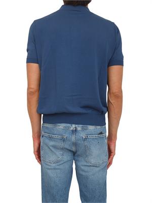Polo con zip Canali in cotone Giza blu in UOMO