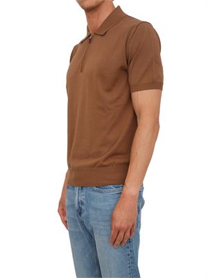 Polo con zip Canali in cotone Giza marrone in UOMO
