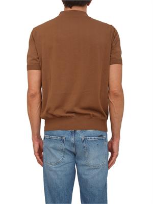 Polo con zip Canali in cotone Giza marrone in UOMO