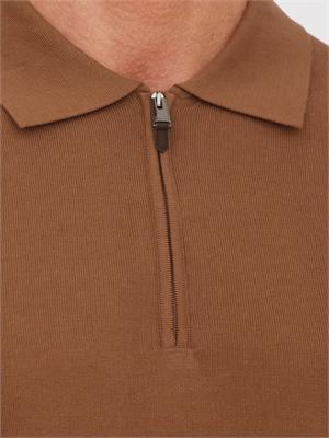 Polo con zip Canali in cotone Giza marrone in UOMO