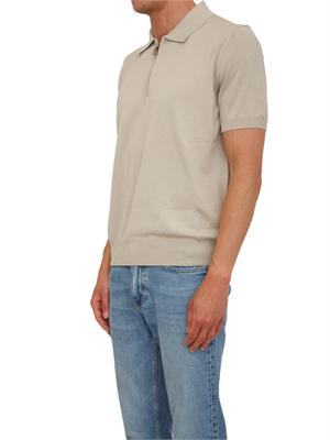Polo con zip Canali in cotone Giza beige in UOMO