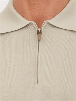 Polo con zip Canali in cotone Giza beige in UOMO