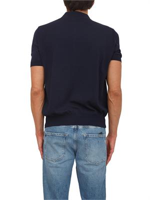 Polo con zip Canali in cotone Giza blu in UOMO