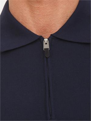 Polo con zip Canali in cotone Giza blu in UOMO