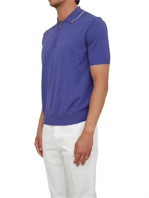 Maglia polo Canali in cotone Giza blu viola in UOMO