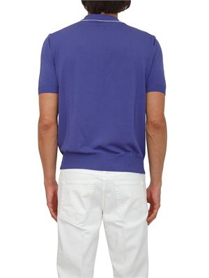 Maglia polo Canali in cotone Giza blu viola in UOMO