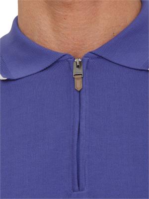 Maglia polo Canali in cotone Giza blu viola in UOMO