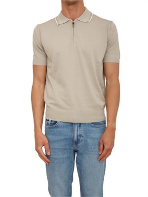 Maglia polo Canali in cotone Giza beige in UOMO
