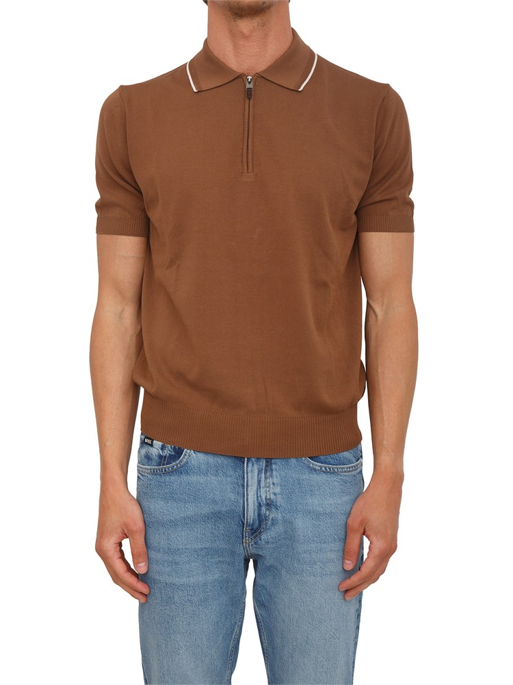 Maglia polo Canali in cotone Giza marrone