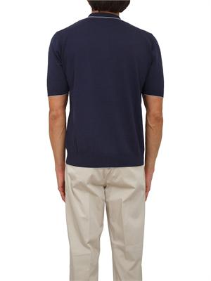 Polo mezza sip Eleventy uomo misto lino e cotone blu in UOMO