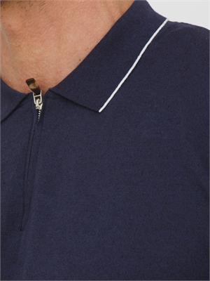 Polo mezza sip Eleventy uomo misto lino e cotone blu in UOMO