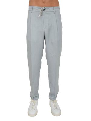 Pantaloni jogger Eleventy uomo in lino celeste in UOMO