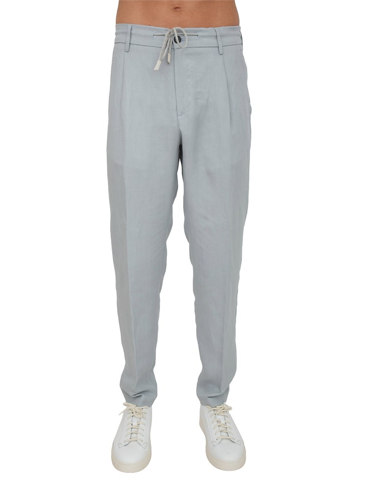 Pantaloni jogger Eleventy uomo in lino celeste