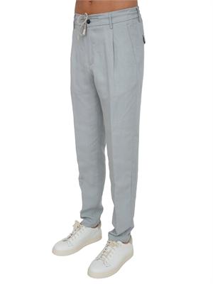 Pantaloni jogger Eleventy uomo in lino celeste in UOMO
