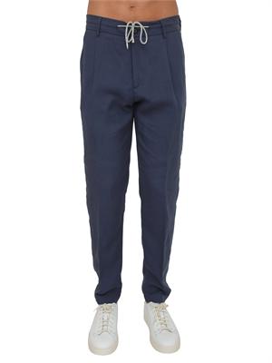 Pantaloni jogger Eleventy uomo in lino blu in UOMO
