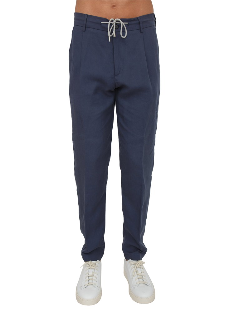 Pantaloni jogger Eleventy uomo in lino blu