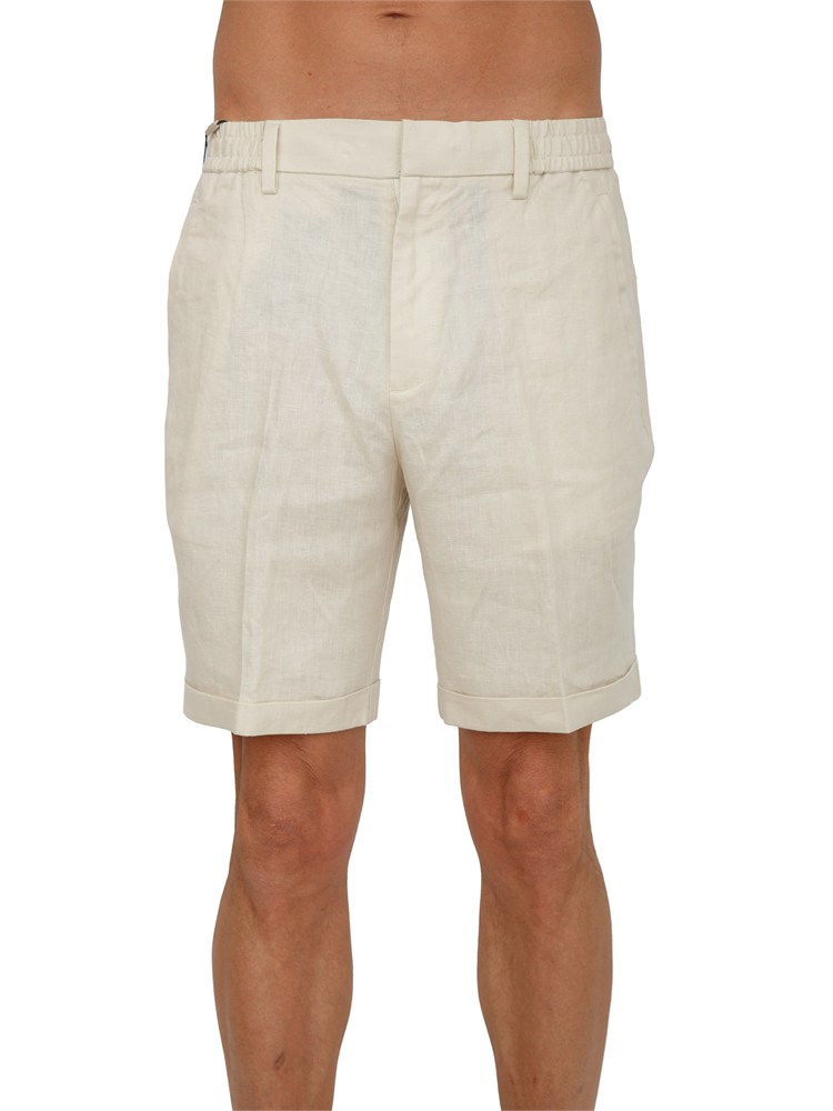 Pantaloni bermuda Liu Jo uomo in lino avorio