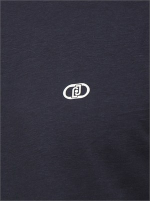 T-shirt Liu Jo uomo in misto cotone blu logo bianco in UOMO