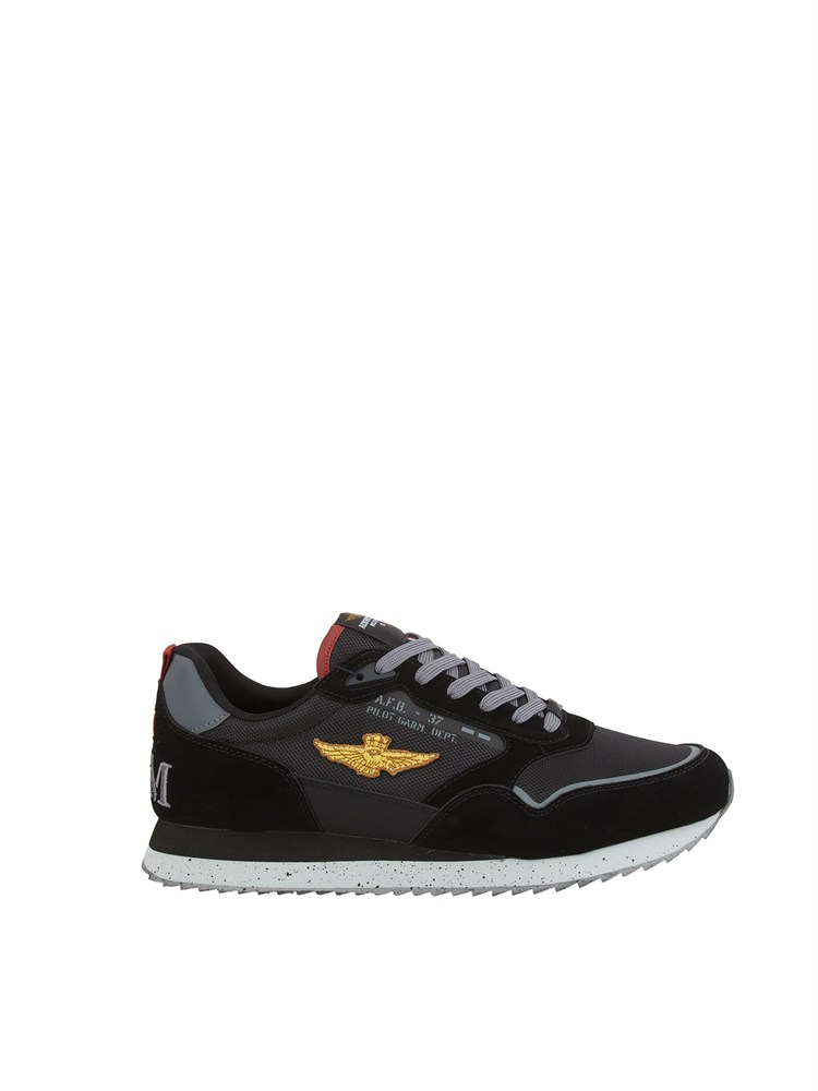 Sneakers nere Aeronautica Militare in mesh e suede
