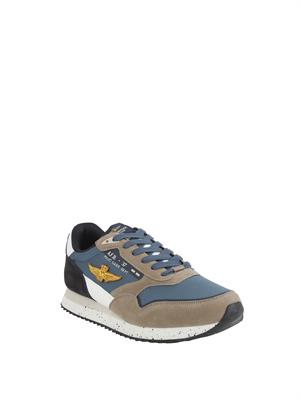 Sneakers blu Aeronautica Militare in mesh e suede in UOMO