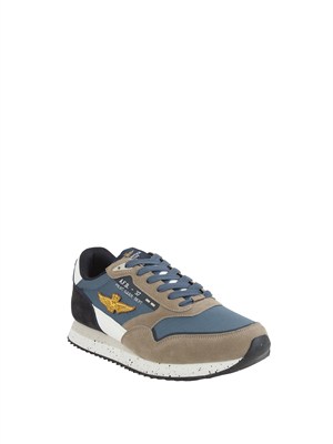 Sneakers blu Aeronautica Militare in mesh e suede in UOMO