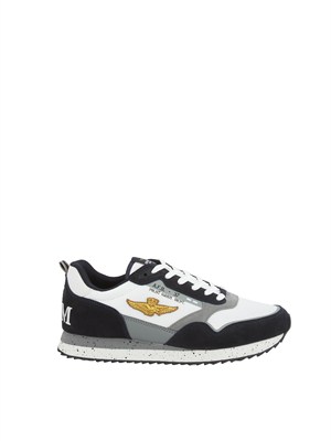 Sneakers bianche Aeronautica Militare in mesh e suede in UOMO