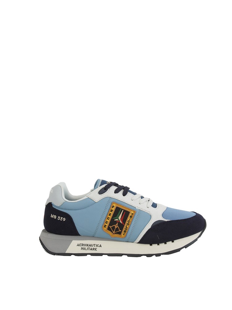 Sneakers celesti Aeronautica Militare in mesh e suede