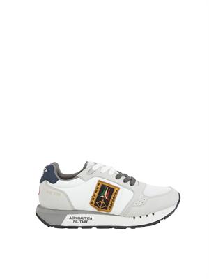 Sneakers bianche Aeronautica Militare in mesh e suede in UOMO