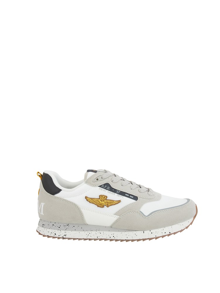 Sneakers bianche Aeronautica Militare in mesh e suede