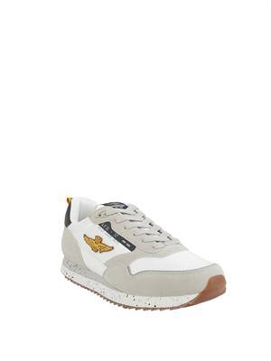 Sneakers bianche Aeronautica Militare in mesh e suede in UOMO