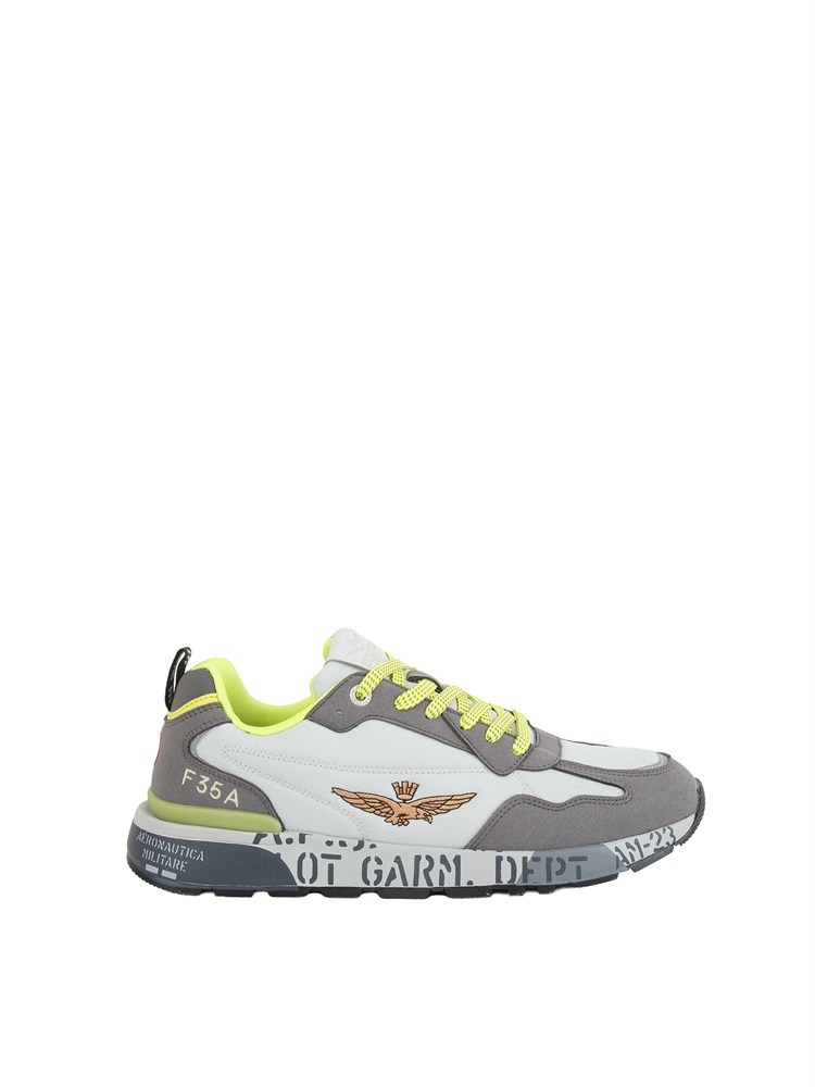 Sneakers grigie Aeronautica Militare in ripstop e suede