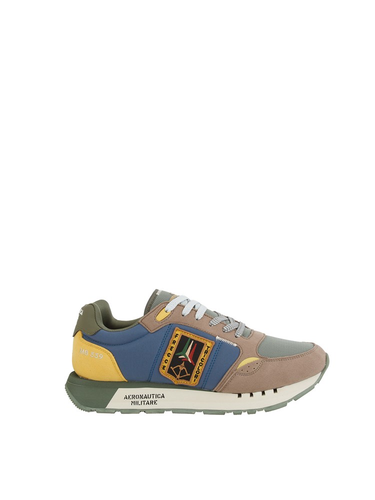 Sneakers verdi Aeronautica Militare in mesh e suede