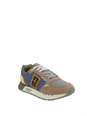 Sneakers verdi Aeronautica Militare in mesh e suede in UOMO