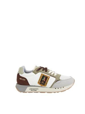 Sneakers avorio Aeronautica Militare in mesh e suede in UOMO