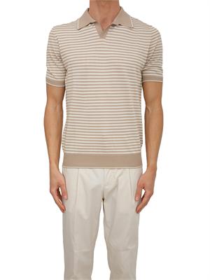 Polo Aiace Galassi in maglia di cotone a righe bianco beige in UOMO