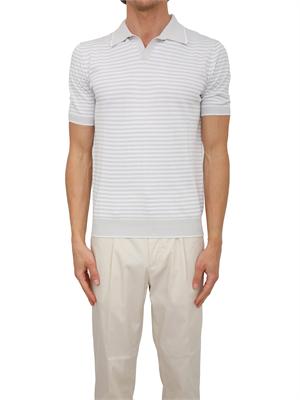 Polo Aiace Galassi in maglia di cotone a righe bianco grigia in UOMO