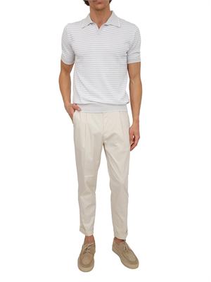 Polo Aiace Galassi in maglia di cotone a righe bianco grigia in UOMO