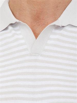 Polo Aiace Galassi in maglia di cotone a righe bianco grigia in UOMO