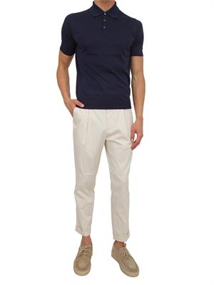 Polo blu Aiace Galassi in maglia di seta e cotone in UOMO