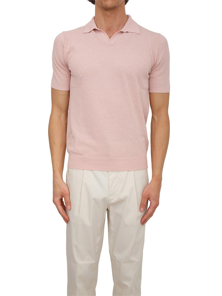 Polo Aiace Galassi in maglia rosa effetto spugna
