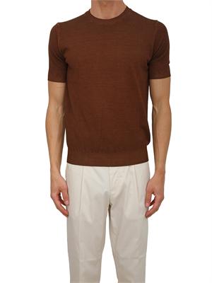 T-shirt Aiace Galassi in maglia di puro cotone marrone in UOMO