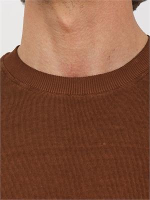 T-shirt Aiace Galassi in maglia di puro cotone marrone in UOMO