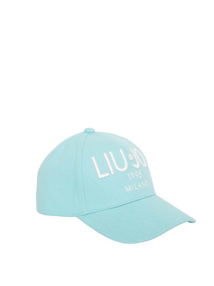 Cappello Liu Jo donna in canvas celeste con logo